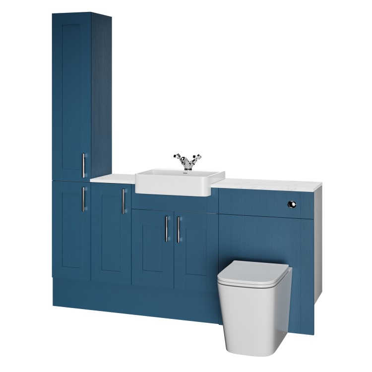 1800mm Blue Toilet and Sink Unit with Storage Units and Square Toilet - Vancouver