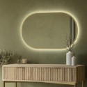 BUN/VENBB800B/97919 Oval Backlit Brass Wall Mirror with Battery Operated Lights 50 x 80cm - Venus