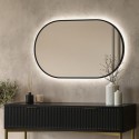 BUN/VENMB800B/97918 Oval Backlit Black Wall Mirror with Battery Operated Lights 50 x 80cm - Venus