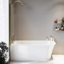Freestanding Shower Bath Single Ended Left Hand Corner with Brushed Brass Bath Screen 1700 x 750mm - Vigo