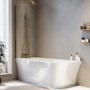 Freestanding Shower Bath Single Ended Left Hand Corner with Brushed Brass Bath Screen 1700 x 750mm - Vigo