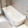 Freestanding Shower Bath Single Ended Left Hand Corner with Brushed Brass Bath Screen 1700 x 750mm - Vigo