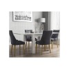 Flip Top Dining Table in White High Gloss with 4 Grey Velvet Chairs - Vivienne &amp; Kaylee