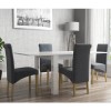 Flip Top Dining Table in White High Gloss with 4 Rollback Grey Chairs - Vivienne &amp; New Haven