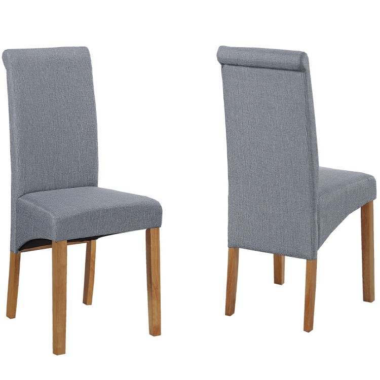 Flip Top Dining Table in White High Gloss with 4 Rollback Grey Chairs - Vivienne & New Haven