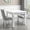 Vivienne White High Gloss Flip Top Table with 2 Silver Grey Velvet Dining Chairs