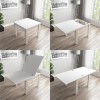 Flip Top Dining Table in White High Gloss with 6 Grey Velvet Chairs - Vivienne &amp; Kaylee