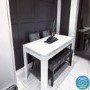 White Goss Extendable Dining Table with 2 Grey Velvet Dining Chairs and Matching Bench - Kaylee