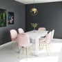 White Extendable Dining Table with 6 Gold & Pink Velvet Chairs - Vivienne & Jenna