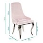 White Extendable Dining Table with 6 Pink Velvet Chairs with Chrome Legs