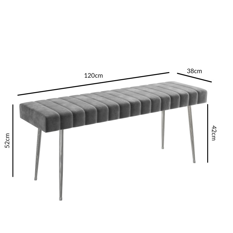 White Gloss Extendable Dining Table with 2 Grey Velvet Dining Benches - Seats 4 - Vivienne