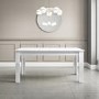 White Gloss Extendable Dining Table with 2 Grey Velvet Dining Benches - Seats 4 - Vivienne