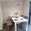 White Gloss Extendable Dining Table with 4 Grey Velvet Dining Chairs &amp; 1 Matching Dining Bench - Vivienne