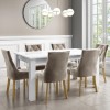 White Gloss Extendable Dining Table with 6 Mink Velvet Dining Chairs - Vivienne