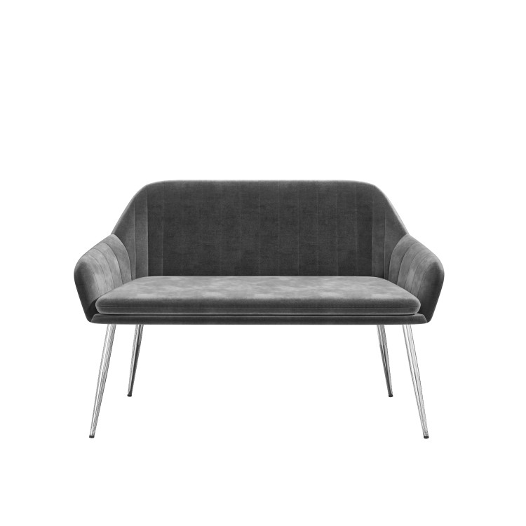 White Gloss Extending Dining Table Set with 2 Grey Velvet Chairs & 1 Bench - Seats 4 - Vivienne