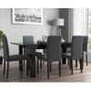 Extendable Dining Table in Black High Gloss with 6 Grey Chairs - Vivienne &amp; New Haven
