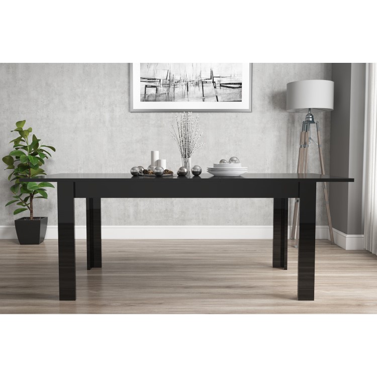 Extendable Dining Table in Black High Gloss with 6 Grey Chairs - Vivienne & New Haven