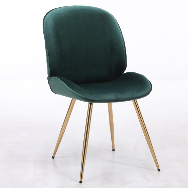 Black Extendable Dining Table with 6 Gold & Green Velvet Chairs - Vivienne & Jenna