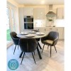 Extendable Dining Table in Black High Gloss &amp; 6 Grey Velvet Tub Chairs -  Vivienne