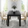 Vivienne Extending Black Gloss Dining Table with 4 Beige Velvet Dining Chairs