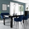 Black Gloss Extendable Dining Table Set with 2 Navy Velvet Chairs &amp; 1 Bench - Seats 4 - Vivienne