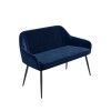Black Gloss Extendable Dining Table Set with 2 Navy Velvet Chairs &amp; 1 Bench - Seats 4 - Vivienne