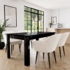Black Gloss Extendable Dining Table Set with 4 Cream Boucle Chairs - Seats 4 - Vivienne