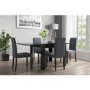 Flip Top Dining Table in Black High Gloss with 4 Slate Grey Chairs - Vivienne & New Haven