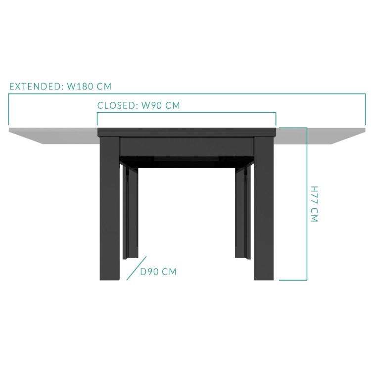 Black High Gloss Dining Table Flip Top - Vivienne