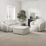 Cream Chenille 2 Seater Sofa Armchair & Footstool Set - Vera