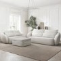 3 and 2 Seater Sofa Sofa Set with Footstool in Cream Chenille - Vera