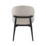 Round Black Oak Dining Table Set with 4 Cream and Black Upholstered Curved Chairs - Seats 4 - Jarel