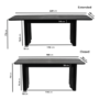 Large Rectangular Black Oak Extendable Dining Table Set with 6 Cream and Black Upholstered Chairs - Seats 6 - Wave