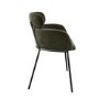 Round Black Dining Table Set with 4 Green Velvet Chairs - Seats 4 - Karie