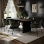 Rectangular Black Oak Extendable Dining Table Set with 6 Green Velvet Chairs - Seats 6 - Wave