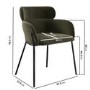 Round Black Dining Table Set with 4 Green Velvet Chairs - Seats 4 - Karie