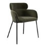 Round Black Dining Table Set with 4 Green Velvet Chairs - Seats 4 - Karie
