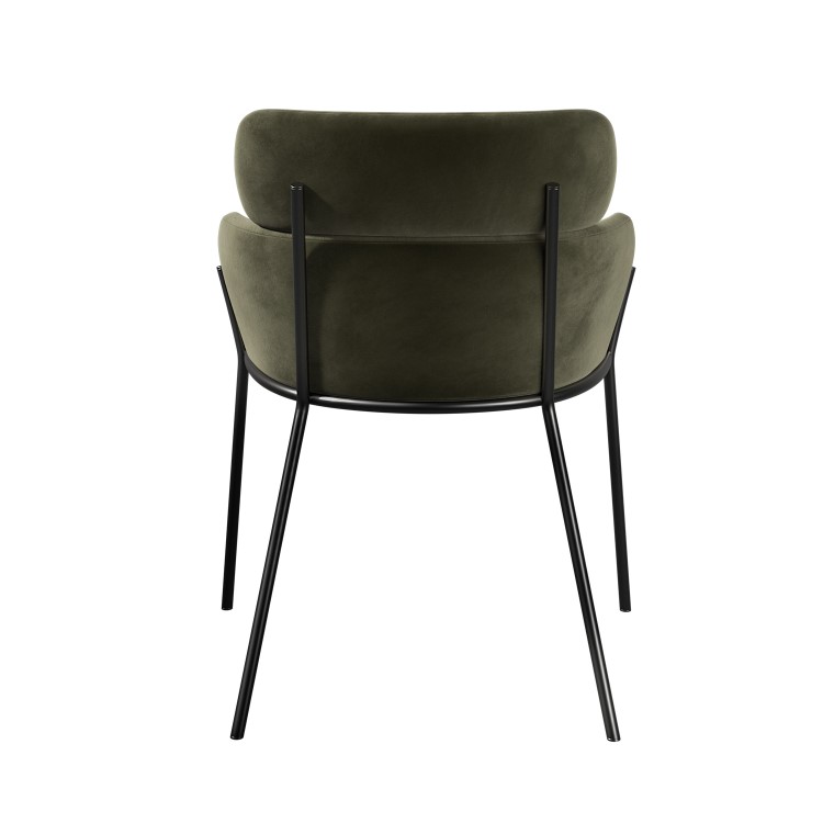Round Black Dining Table Set with 4 Green Velvet Chairs - Seats 4 - Karie