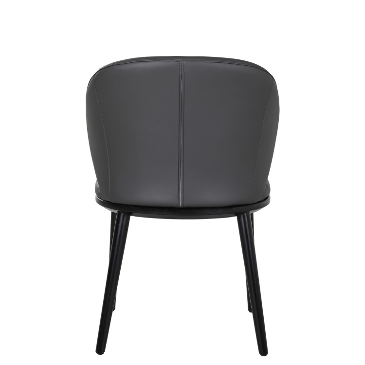 Set of 2 Charcoal Real Leather Dining Chairs with Black Legs - Eren