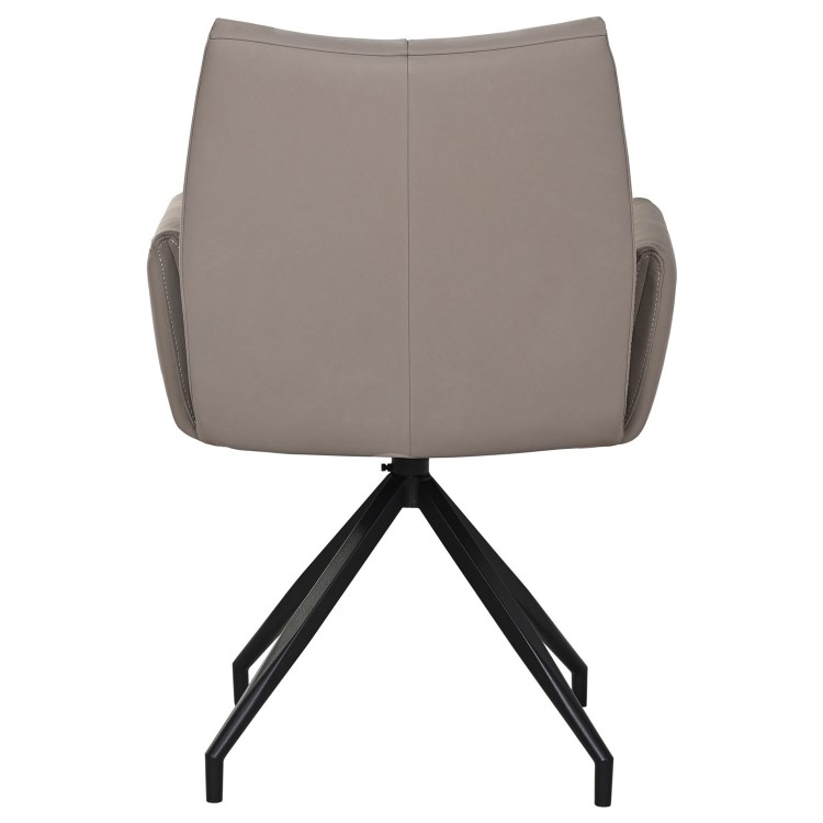 Set of 2 Mink Real Leather Swivel Dining Chairs - Bradley