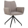 Set of 2 Mink Real Leather Swivel Dining Chairs - Bradley