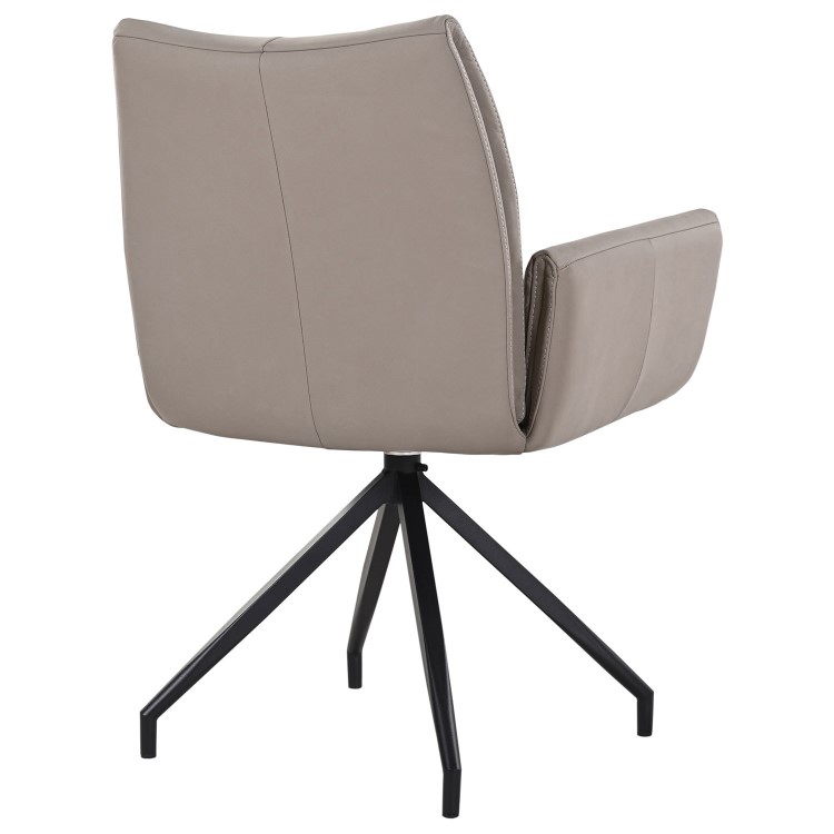 Set of 2 Mink Real Leather Swivel Dining Chairs - Bradley