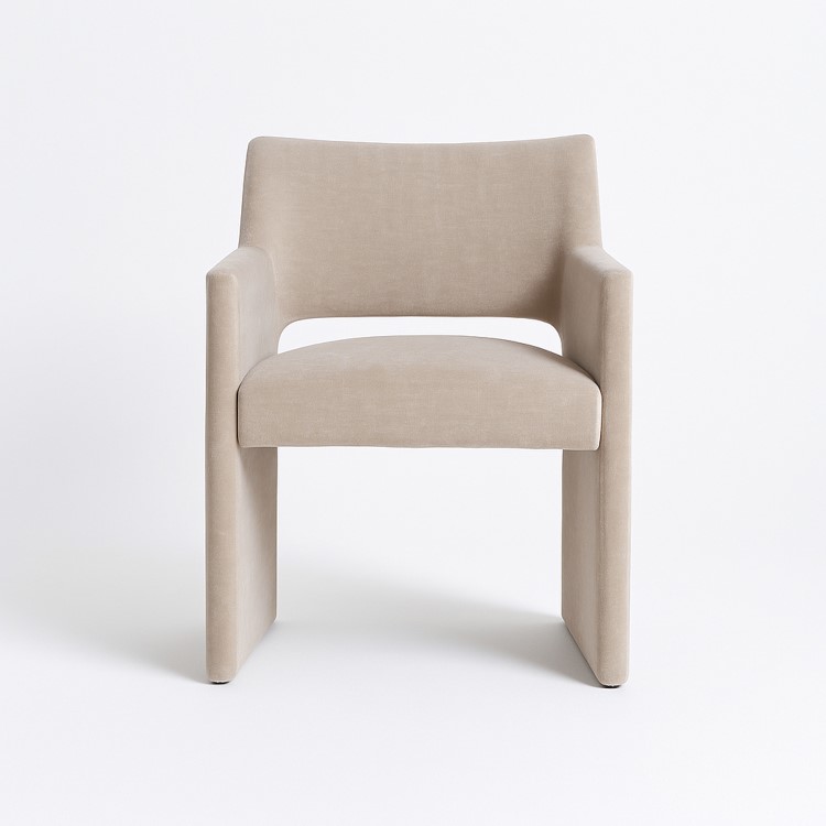 Set of 4 Mink Upholstered Dining Chairs - Zoe