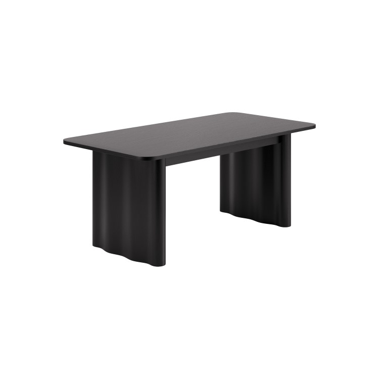 Large Black Oak Extendable Dining Table - Seats 6 - 8 - Wave