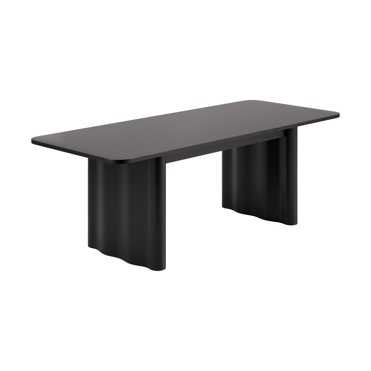Large Black Oak Extendable Dining Table - Seats 6 - 8 - Wave
