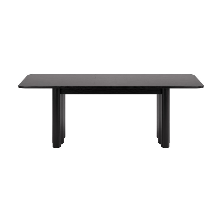 Large Black Oak Extendable Dining Table - Seats 6 - 8 - Wave