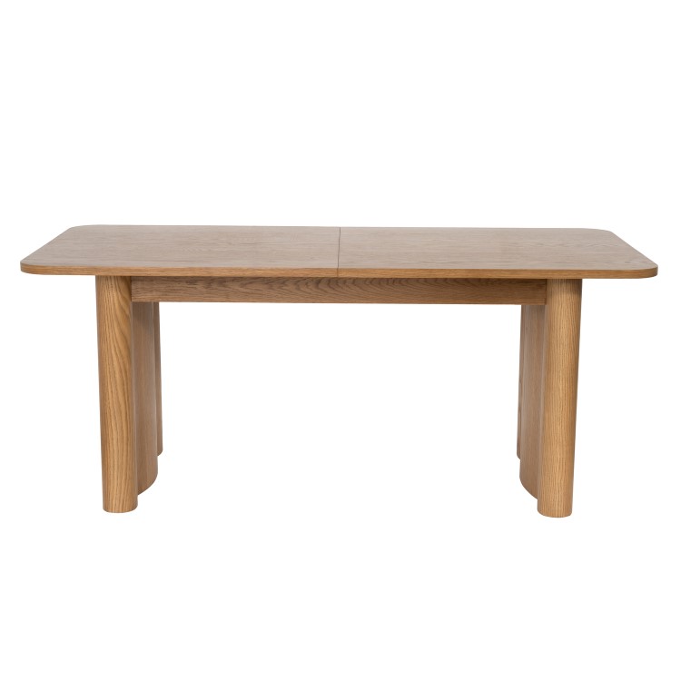 Neutral Ceramic Round Walnut Dining Table Set with 4 Beige Upholstered Curved Dining Chairs - Malia