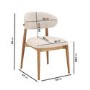Set of 2 Beige Upholstered Curved Dining Chairs with Solid Rustic Wood Open Back - Kori