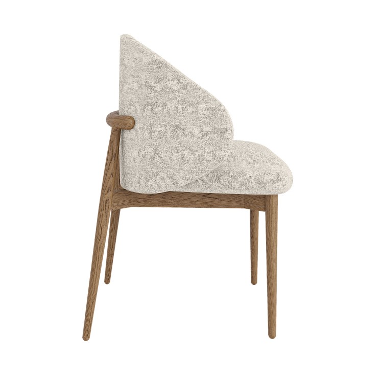 Beige Upholstered Curved Dining Chair With Solid Oak Exposed Back - Kori