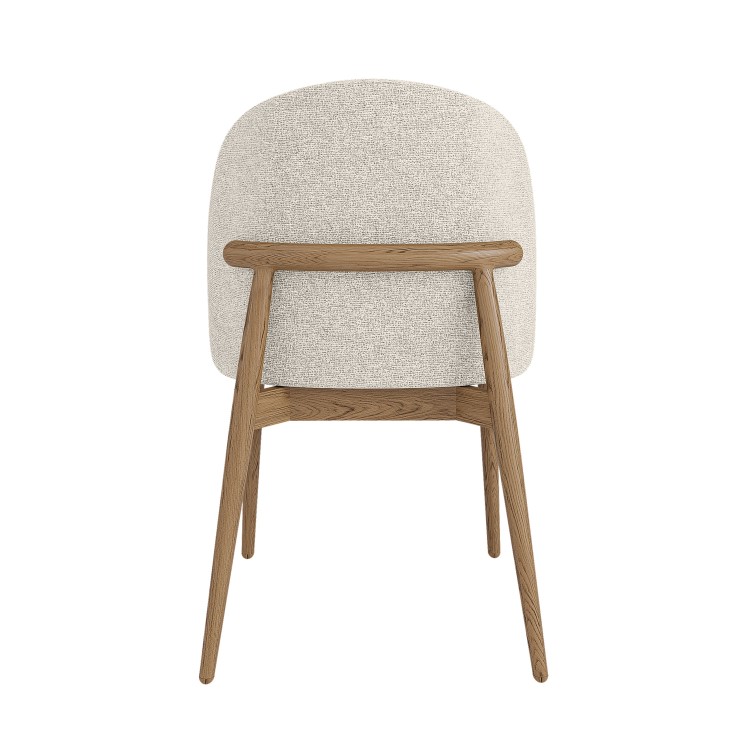 Beige Upholstered Curved Dining Chair With Solid Oak Exposed Back - Kori